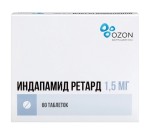 Индапамид ретард, таблетки с пролонгированным высвобождением покрытые пленочной оболочкой 1.5 мг 60 шт